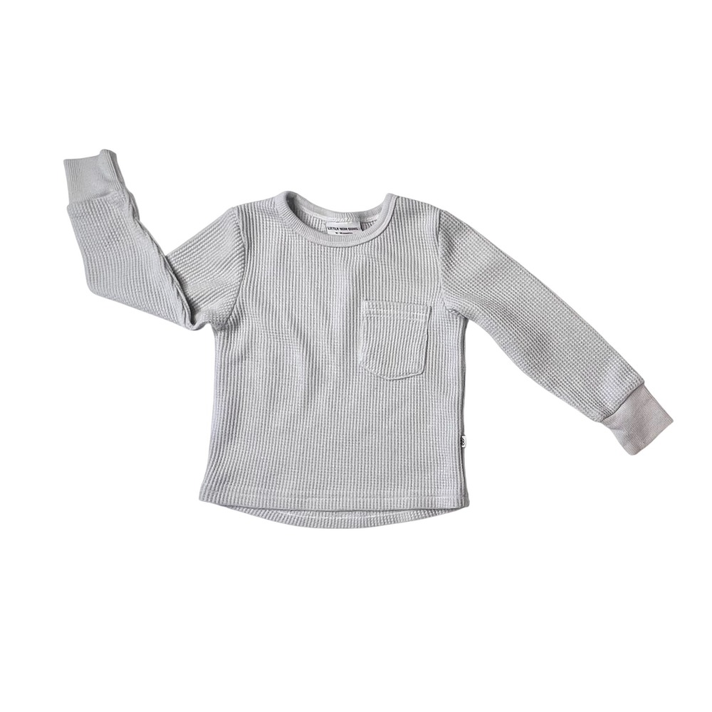 Little Bum Bums Bamboo Gray Waffle Knit‎ Top 12-18 months Long Sleeves Babycore
